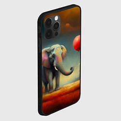 Чехол для iPhone 12 Pro Грустный слон и красный шарик, цвет: 3D-черный — фото 2