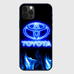 Чехол для iPhone 12 Pro Toyota neon fire, цвет: 3D-черный