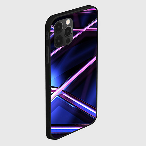 Чехол iPhone 12 Pro Фиолетовая геометрическая абстракция / 3D-Черный – фото 2