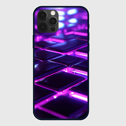 Чехол для iPhone 12 Pro Фиолетовая неоновая плитка, цвет: 3D-черный