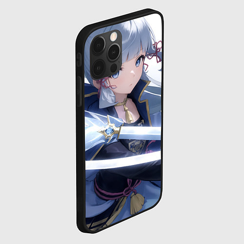 Чехол iPhone 12 Pro Genshin Impact Ayaka Камисато / 3D-Черный – фото 2