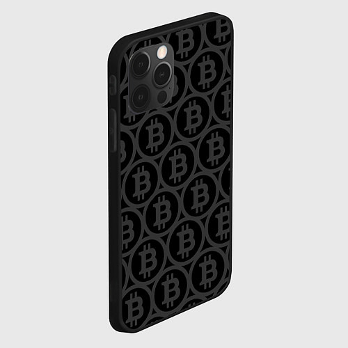 Чехол iPhone 12 Pro Биткоин патерн / 3D-Черный – фото 2