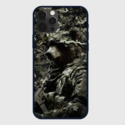 Чехол для iPhone 12 Pro Медведь воин спецназа, цвет: 3D-черный