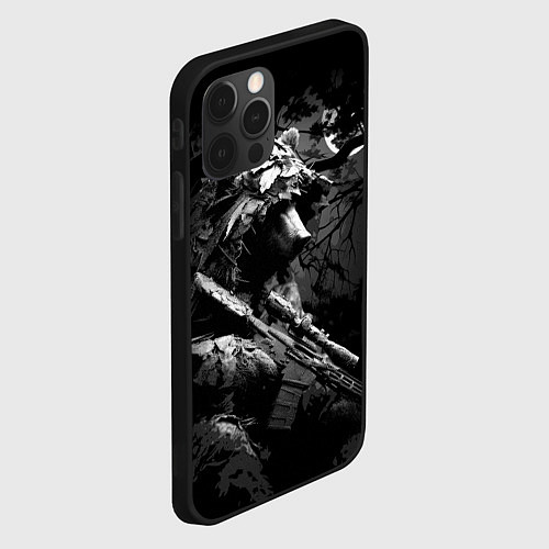 Чехол iPhone 12 Pro Медведь ночной снайпер / 3D-Черный – фото 2