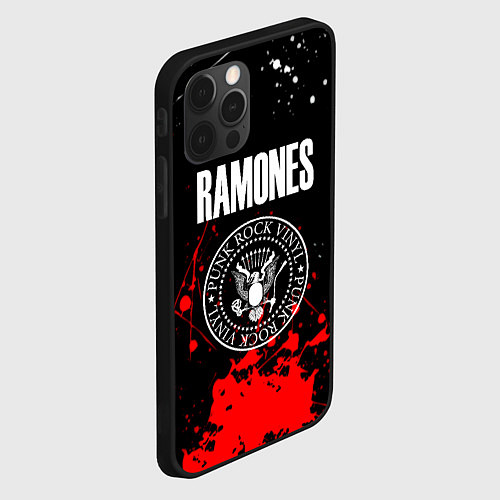 Чехол iPhone 12 Pro Ramones краски метал группа / 3D-Черный – фото 2