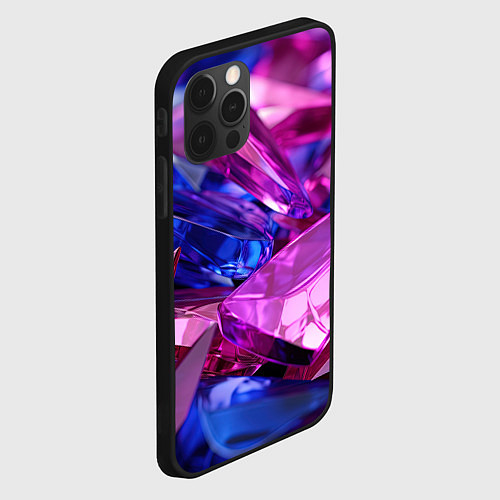 Чехол iPhone 12 Pro Розовые и синие битые стекла / 3D-Черный – фото 2