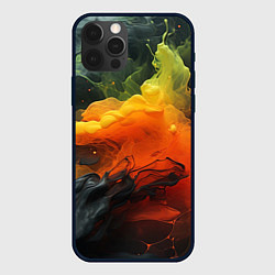 Чехол для iPhone 12 Pro Взрыв оранжевой краски, цвет: 3D-черный