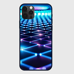 Чехол для iPhone 12 Pro Светящиеся линии в перспективе, цвет: 3D-черный