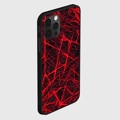 Чехол iPhone 12 Pro Красная паутина на чёрном фоне / 3D-Черный – фото 2