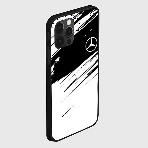 Чехол iPhone 12 Pro Mercedes benz краски чернобелая геометрия / 3D-Черный – фото 2