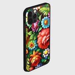 Чехол для iPhone 12 Pro Жостово роспись цветы традиционный узор, цвет: 3D-черный — фото 2