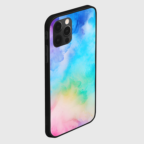 Чехол iPhone 12 Pro Цветные разводы акварели / 3D-Черный – фото 2