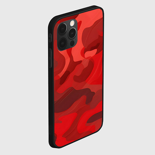 Чехол iPhone 12 Pro Красный камуфляж крупный / 3D-Черный – фото 2
