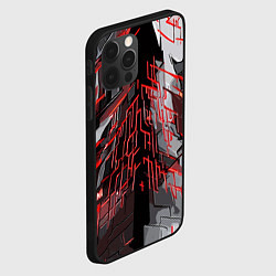 Чехол для iPhone 12 Pro Металл и красные линии, цвет: 3D-черный — фото 2
