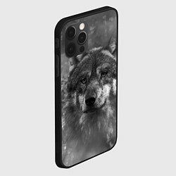 Чехол для iPhone 12 Pro Серый волк на сером фоне, цвет: 3D-черный — фото 2