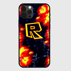Чехол для iPhone 12 Pro Roblox огенное лого, цвет: 3D-черный