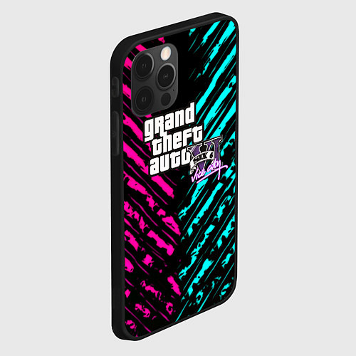 Чехол iPhone 12 Pro GTA6 vice city game / 3D-Черный – фото 2