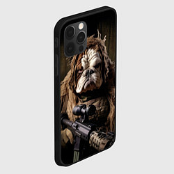 Чехол для iPhone 12 Pro Английский бульдог суровый воин, цвет: 3D-черный — фото 2