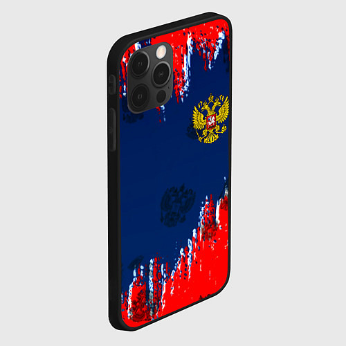 Чехол iPhone 12 Pro Россия спорт краски текстура / 3D-Черный – фото 2