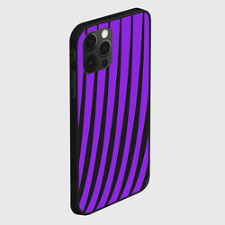 Чехол для iPhone 12 Pro Неоновый фиолетовый полосатый, цвет: 3D-черный — фото 2