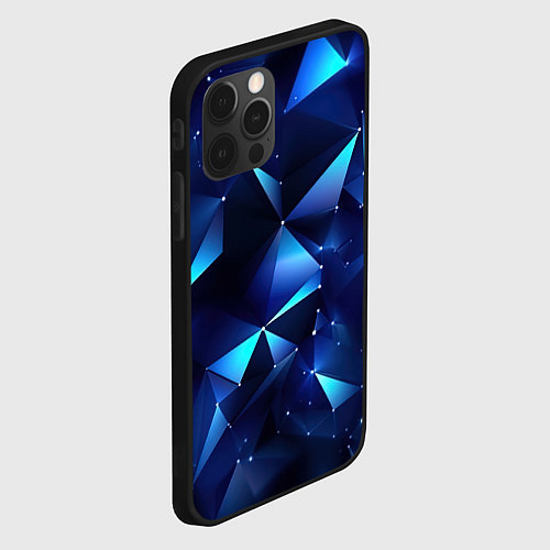 Чехол iPhone 12 Pro Синие осколки из мелких абстрактных частиц / 3D-Черный – фото 2