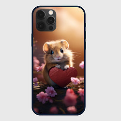 Чехол для iPhone 12 Pro Милый маленький хомячок с сердечком, цвет: 3D-черный