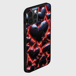 Чехол для iPhone 12 Pro Разбитые сердца и красный неон, цвет: 3D-черный — фото 2