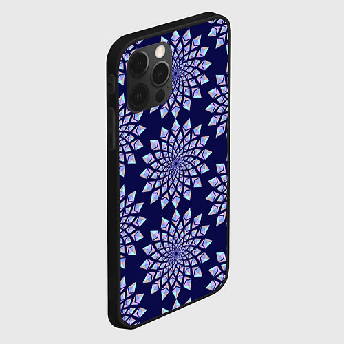 Чехол iPhone 12 Pro Криптовалюта Эфириум паттерн по кругу на синем / 3D-Черный – фото 2