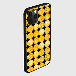 Чехол для iPhone 12 Pro Золотые монеты Биткоин, Доджкоин, Шиба ину паттерн, цвет: 3D-черный — фото 2