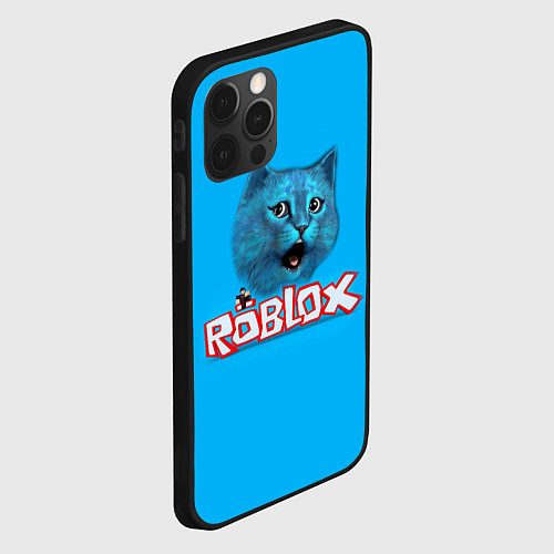 Чехол iPhone 12 Pro Roblox синий кот / 3D-Черный – фото 2