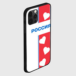 Чехол для iPhone 12 Pro Россия с сердечками, цвет: 3D-черный — фото 2