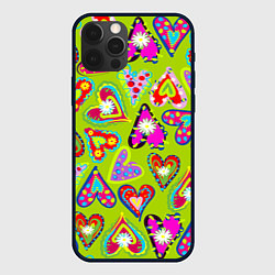 Чехол для iPhone 12 Pro Сердца в мексиканском стиле, цвет: 3D-черный