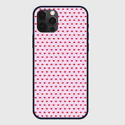 Чехол для iPhone 12 Pro Мелкие сердечки паттерн, цвет: 3D-черный