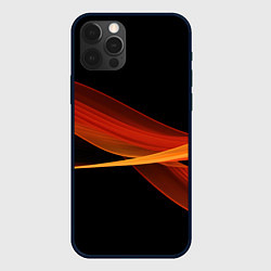 Чехол для iPhone 12 Pro Красные оранжевые абстрактные полосы, цвет: 3D-черный