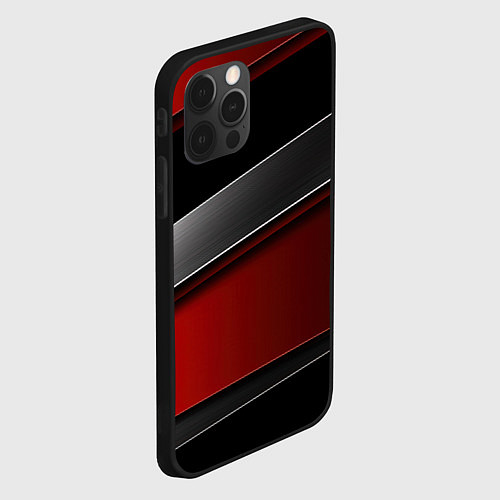 Чехол iPhone 12 Pro Красный серый и черный / 3D-Черный – фото 2