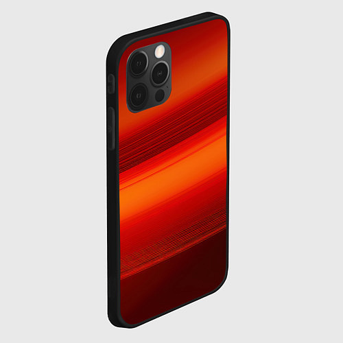 Чехол iPhone 12 Pro Красная изогнутая абстракция / 3D-Черный – фото 2