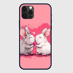 Чехол для iPhone 12 Pro Милые влюбленные кролики, цвет: 3D-черный