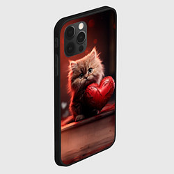 Чехол для iPhone 12 Pro Пушистая кошечка с сердечком 14 февраля, цвет: 3D-черный — фото 2