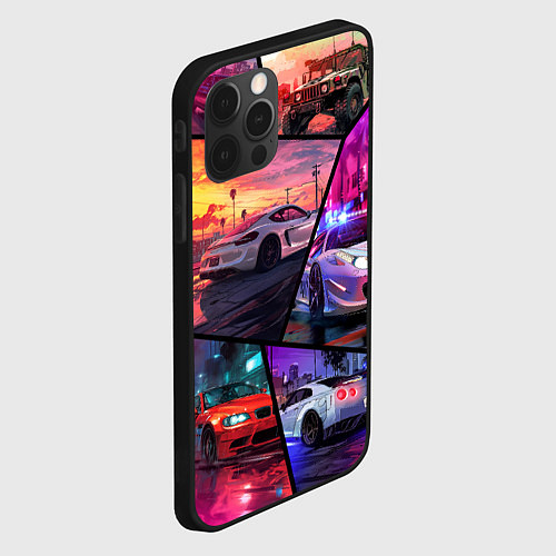 Чехол iPhone 12 Pro GTA style cars / 3D-Черный – фото 2