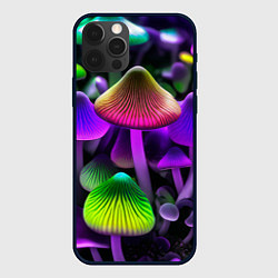 Чехол для iPhone 12 Pro Люминесцентные грибы, цвет: 3D-черный
