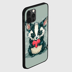 Чехол для iPhone 12 Pro Пушистый зверек с сердечком, цвет: 3D-черный — фото 2