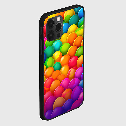 Чехол iPhone 12 Pro Радужные пупырки / 3D-Черный – фото 2