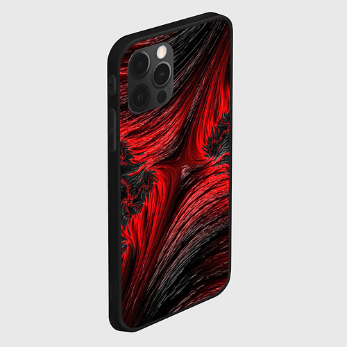 Чехол iPhone 12 Pro Красно черный текстурный фон / 3D-Черный – фото 2