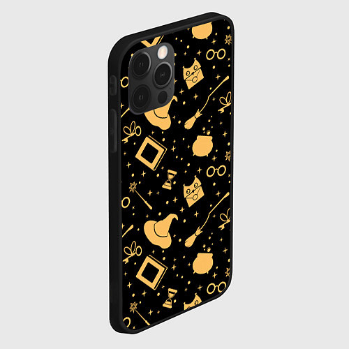 Чехол iPhone 12 Pro Символы волшебства на темном / 3D-Черный – фото 2