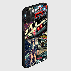 Чехол для iPhone 12 Pro Japanese cars art, цвет: 3D-черный — фото 2