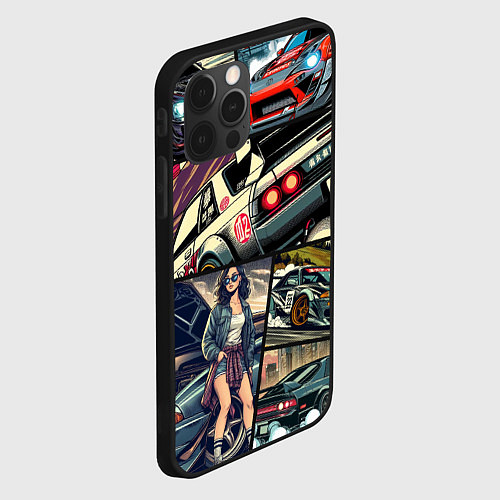 Чехол iPhone 12 Pro Japanese cars art / 3D-Черный – фото 2