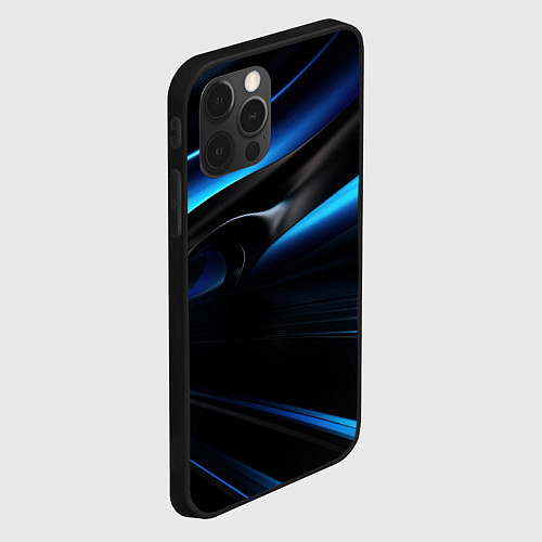 Чехол iPhone 12 Pro Черная и синяя геометрическая абстракция / 3D-Черный – фото 2