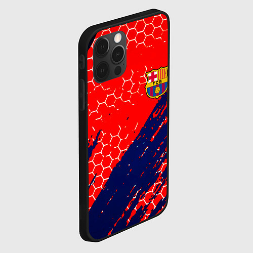 Чехол iPhone 12 Pro Барселона спорт краски текстура / 3D-Черный – фото 2