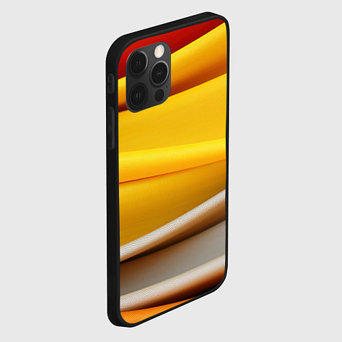 Чехол iPhone 12 Pro Желтая абстракция с оранжевой волной / 3D-Черный – фото 2