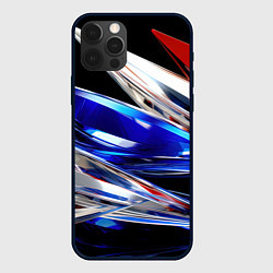 Чехол для iPhone 12 Pro Белая синяя красная острая абстракция, цвет: 3D-черный